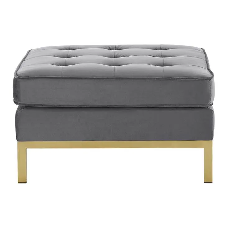 Loft Gold Stainless Steel Leg Performance Velvet Ottoman