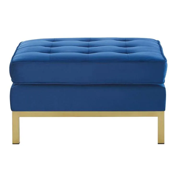 Loft Gold Stainless Steel Leg Performance Velvet Ottoman