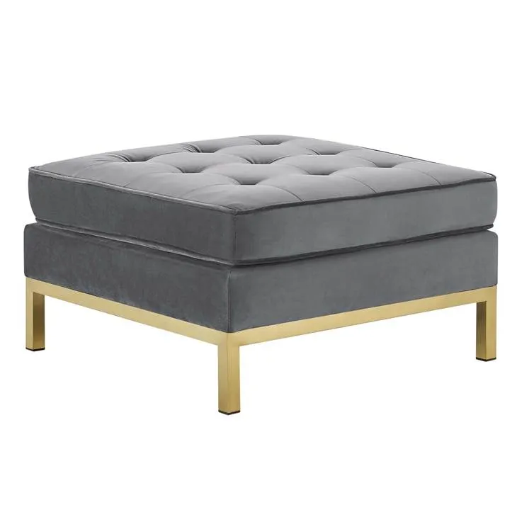 Loft Gold Stainless Steel Leg Performance Velvet Ottoman