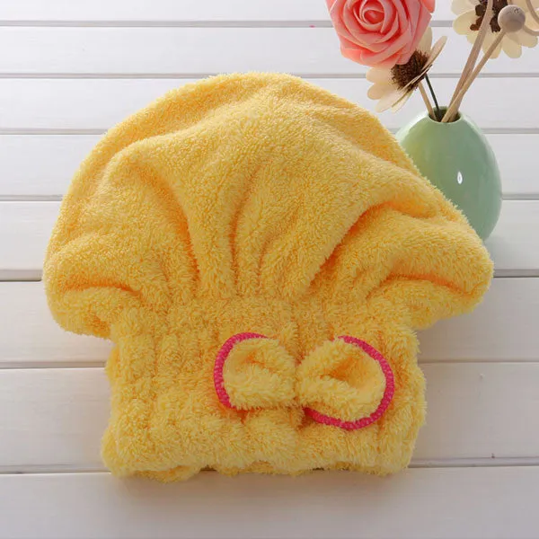 Magic Hair Fast Dry Towel Cap Bath Wrap Twist Hat Bowknot Soild Quick Dry Cap Head For Women Ladies Bath Tools