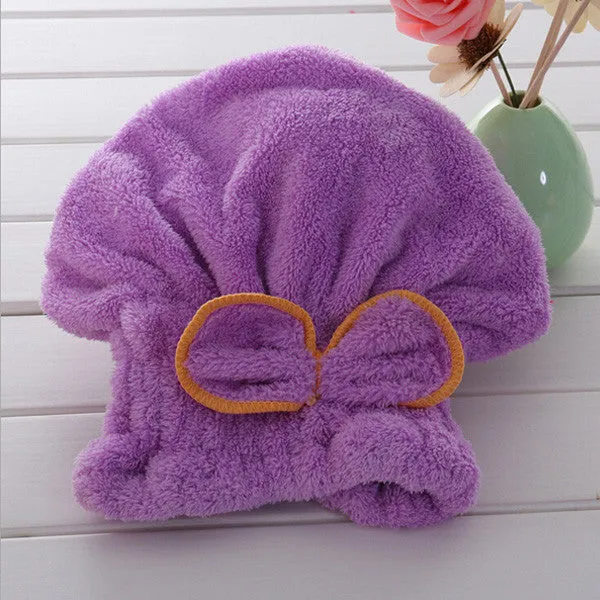 Magic Hair Fast Dry Towel Cap Bath Wrap Twist Hat Bowknot Soild Quick Dry Cap Head For Women Ladies Bath Tools