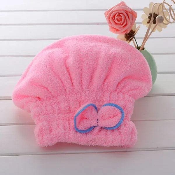 Magic Hair Fast Dry Towel Cap Bath Wrap Twist Hat Bowknot Soild Quick Dry Cap Head For Women Ladies Bath Tools