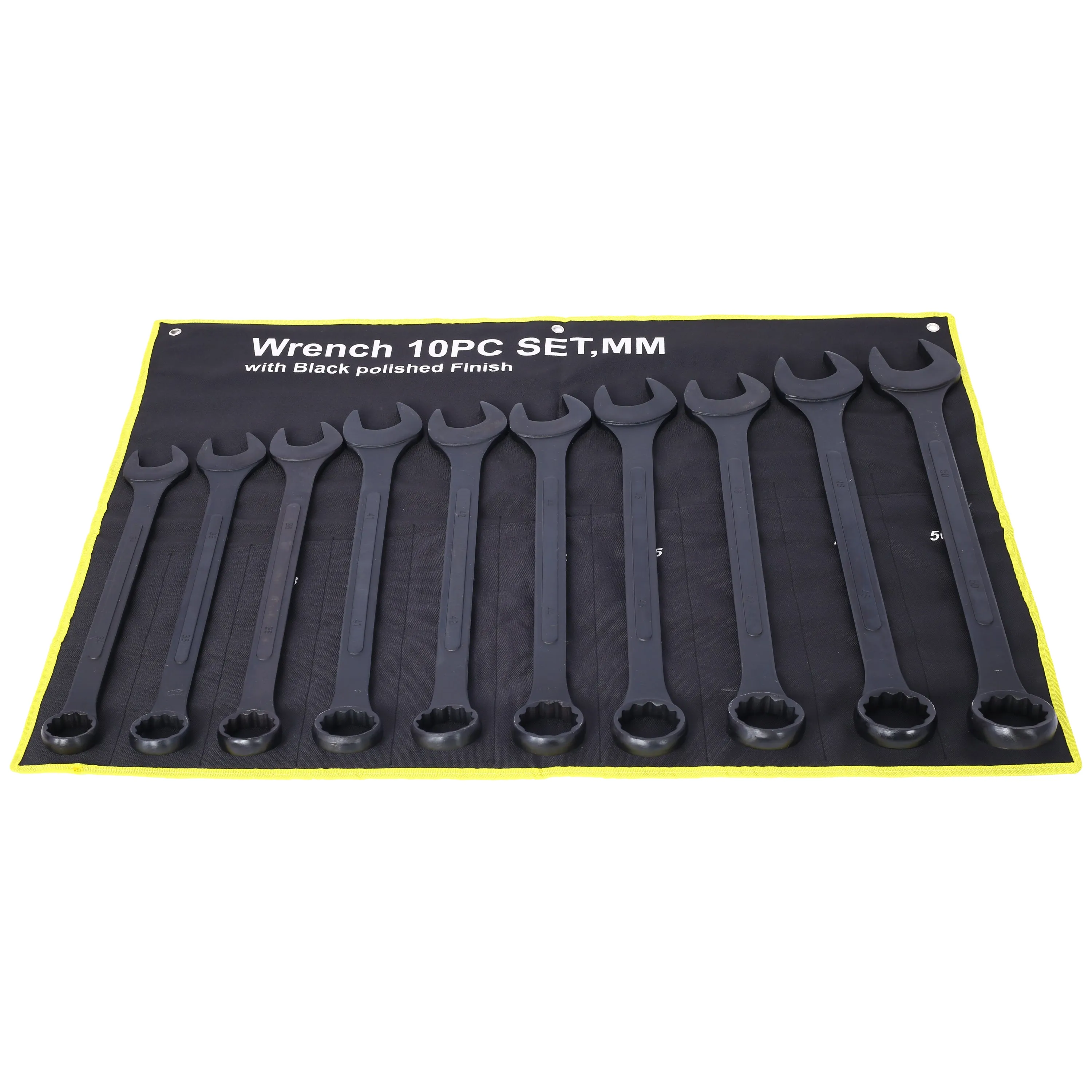 Metric Jumbo Combination Wrench Set Extra Large,10 PC  Metric  Black-Oxide Jumbo Combo Wrench Set 34-50mm with pouch