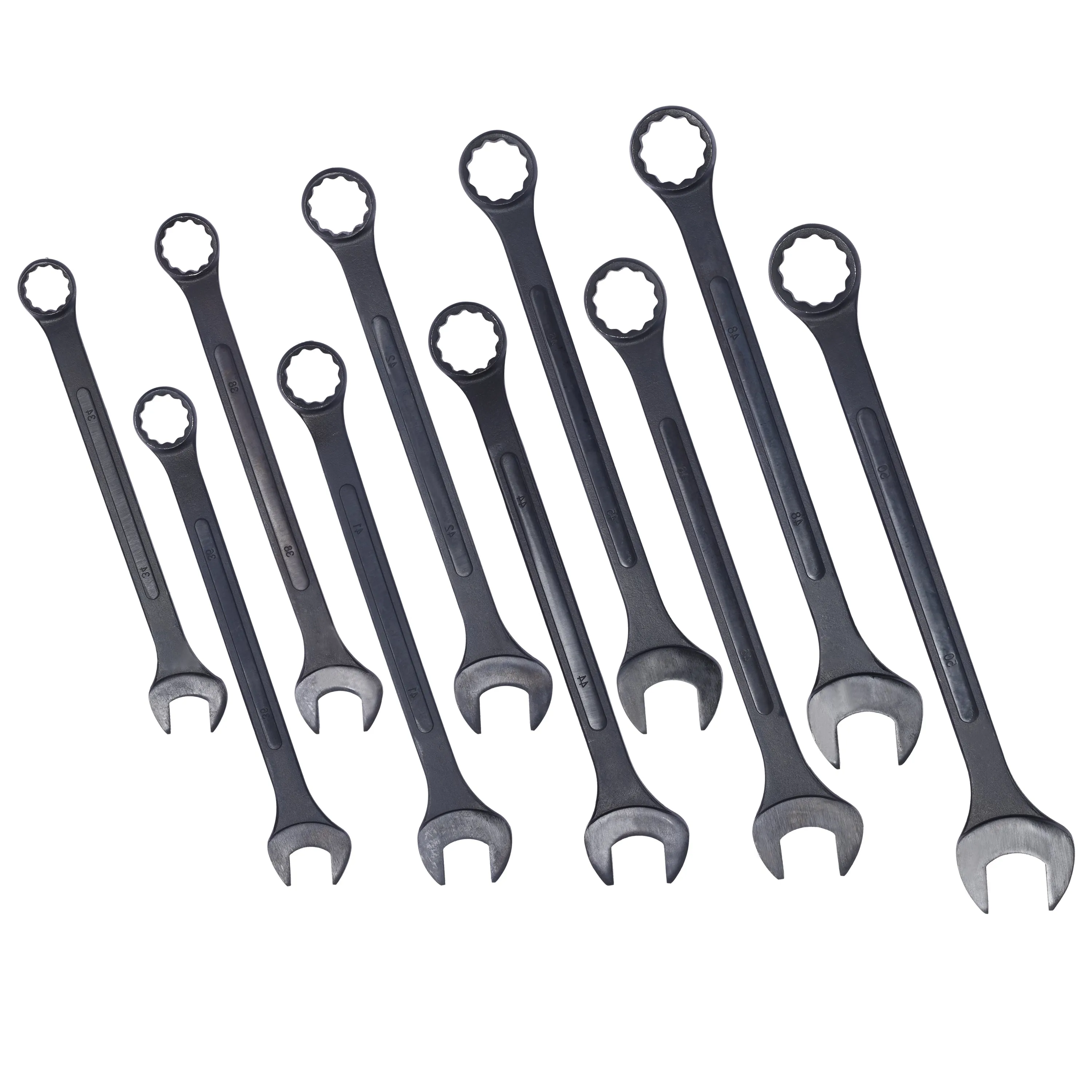 Metric Jumbo Combination Wrench Set Extra Large,10 PC  Metric  Black-Oxide Jumbo Combo Wrench Set 34-50mm with pouch