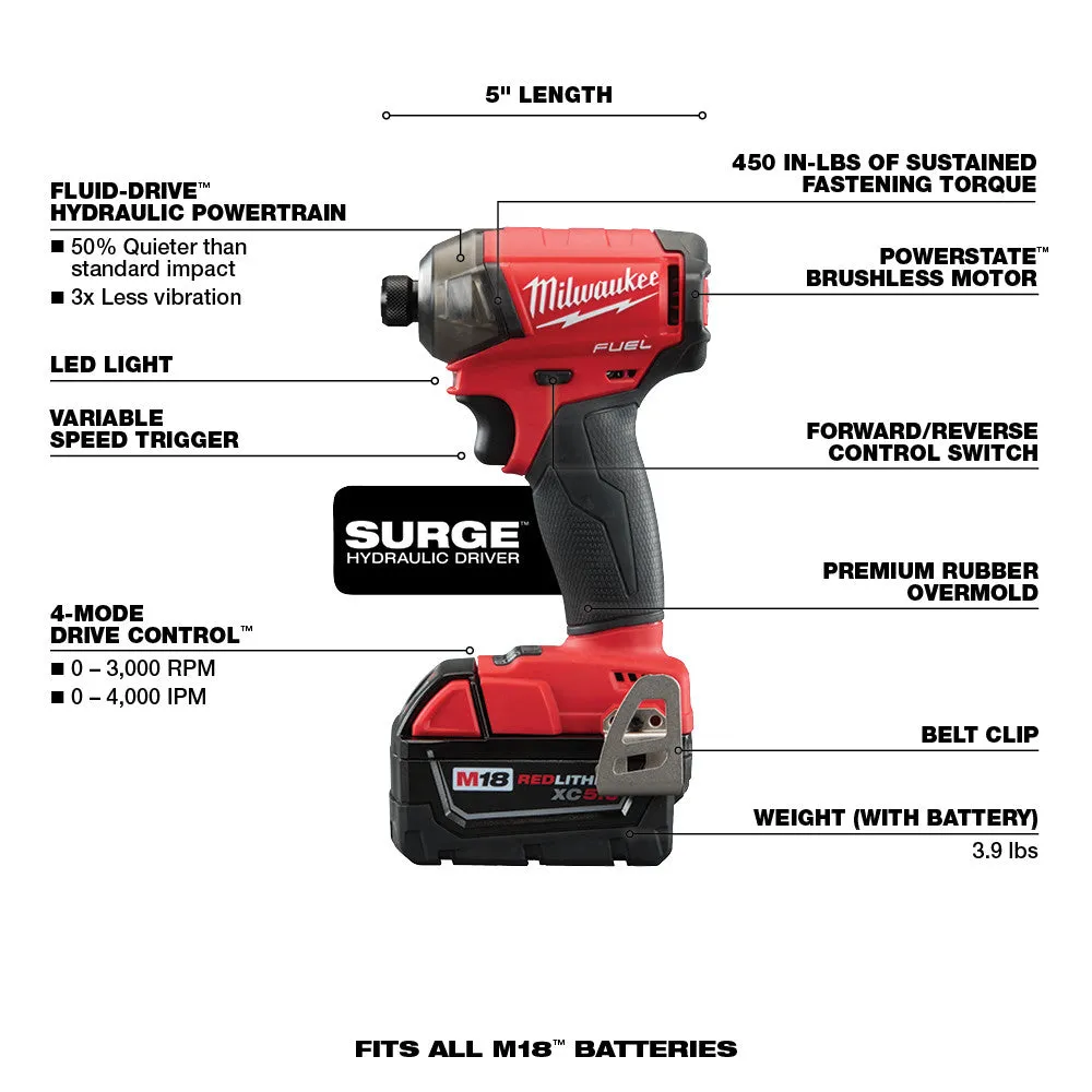 Milwaukee 2760-22 M18 FUEL™ SURGE™ 1/4 in. Hex Hydraulic Driver Kit