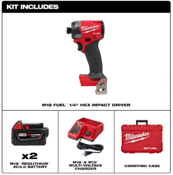 Milwaukee M18 FUEL™ 1/4" Hex Impact Driver Kit - 2953-22