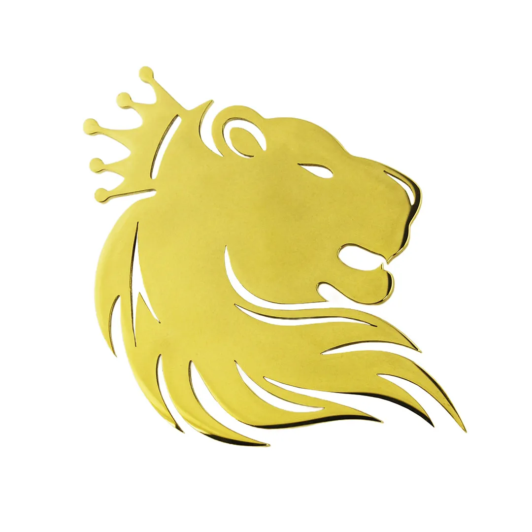 Peluche Majestic Lion Golden Stainless Steel Lapel Pin for Men