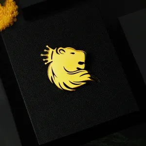 Peluche Majestic Lion Golden Stainless Steel Lapel Pin for Men