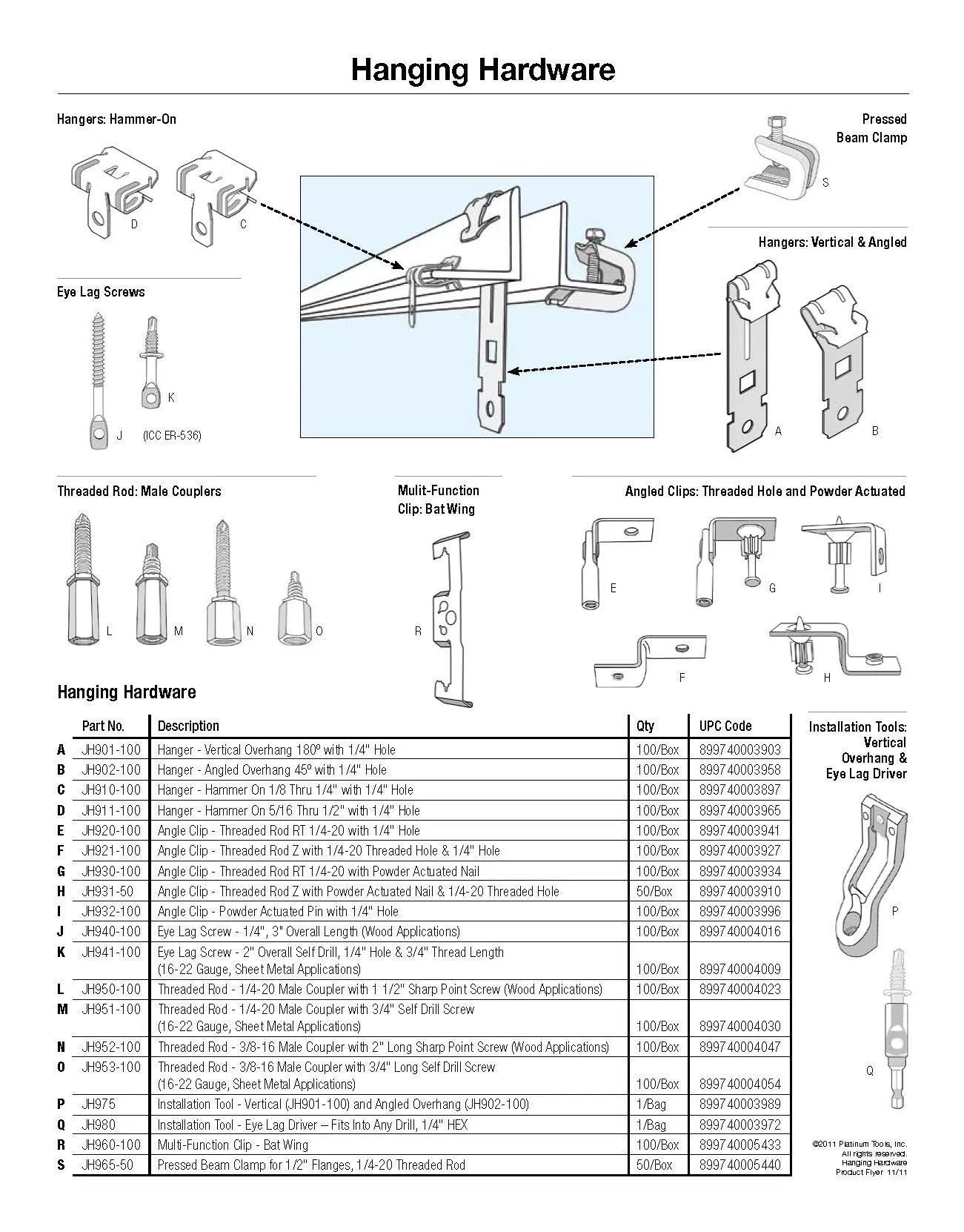 Platinum Tools JH953-100 Threaded Rod 3/8-16 Male Coupler with 3/4" Self Drill Metal Screw 100pc Box