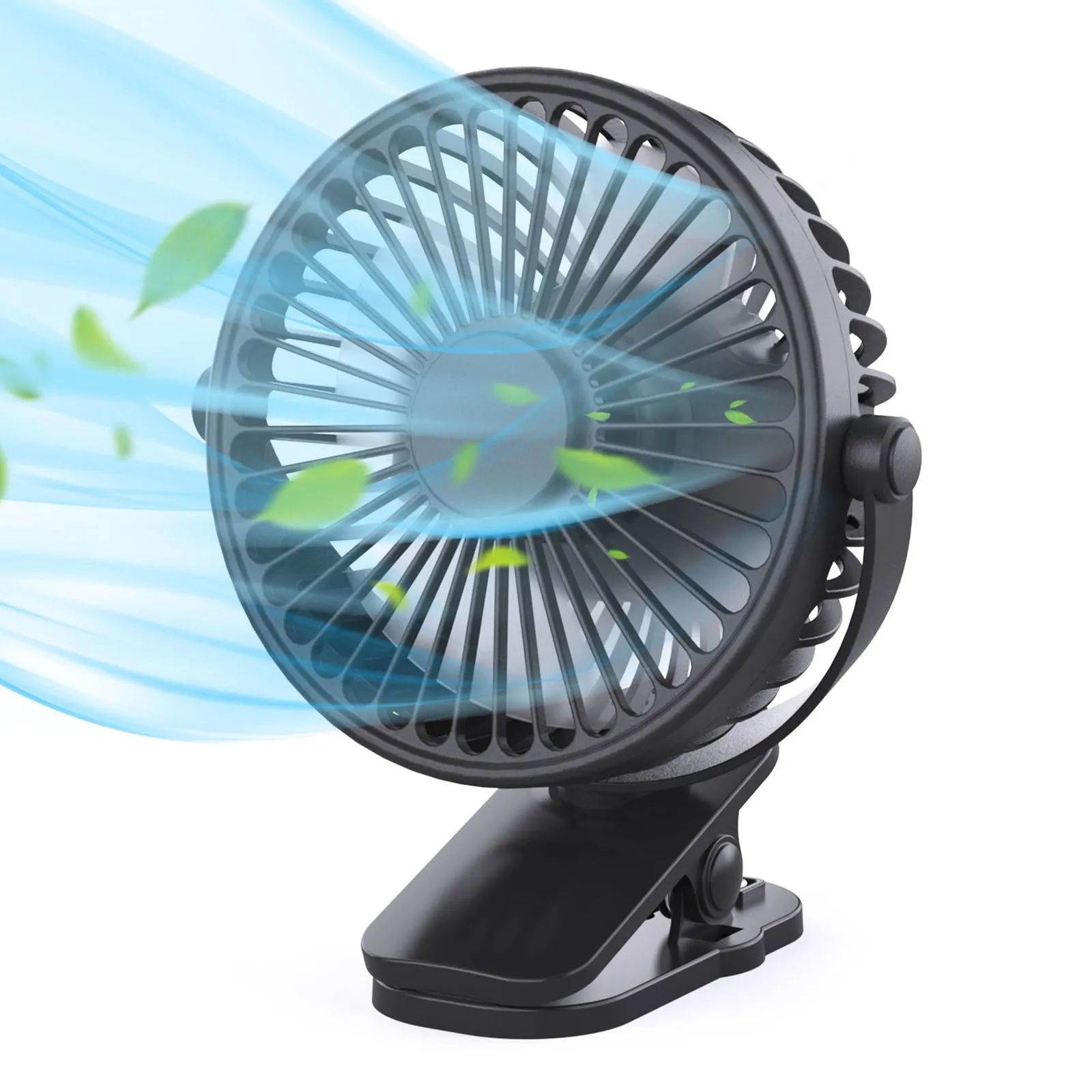 Portable Clip on Fan Battery Operated, Small Powerful USB Desk Fan, 3 Speed Quiet Rechargeable Mini Table Fan, 360° Rotate Cooling Fan for Home Office Travel Outdoor/Indoor Treadmill