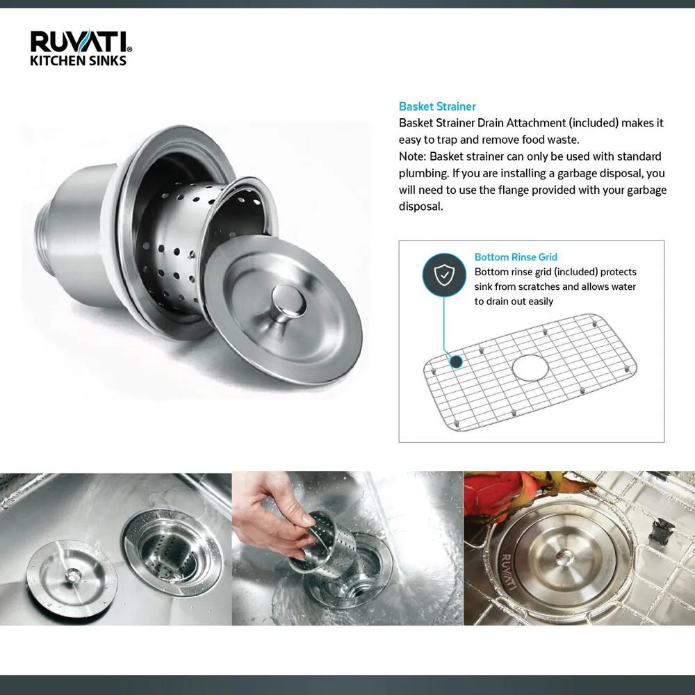 Ruvati 15 x 15 inch Undermount 16 Gauge Zero Raduis Bar Prep Square Kitchen Sink Single Bowl - RVH7115