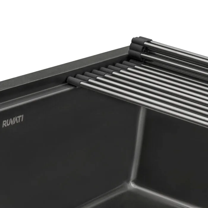 Ruvati 27 inch Gunmetal Black Stainless Steel Workstation Undermount Kitchen Sink Single Bowl – RVH6527BL