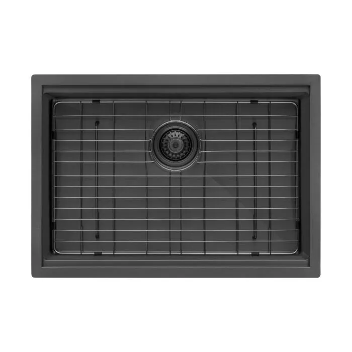 Ruvati 27 inch Gunmetal Black Stainless Steel Workstation Undermount Kitchen Sink Single Bowl – RVH6527BL