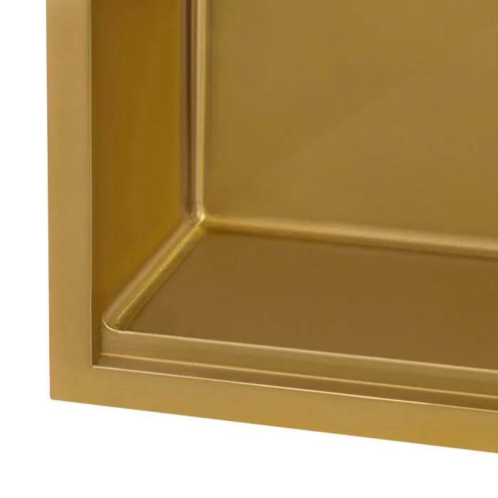 Ruvati 27 inch Polished Brass Matte Gold Workstation Undermount Kitchen Sink Single Bowl – RVH6527GG