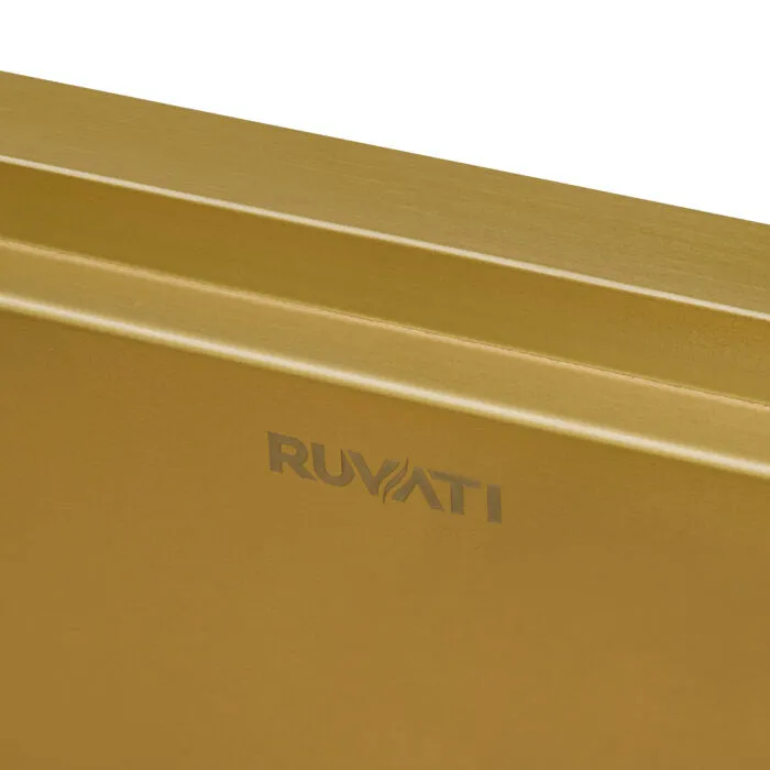 Ruvati 27 inch Polished Brass Matte Gold Workstation Undermount Kitchen Sink Single Bowl – RVH6527GG