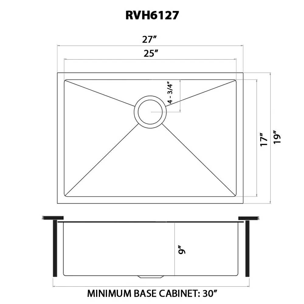 Ruvati 27-inch Undermount Satin Brass Matte Gold Stainless Steel Kitchen Sink 16 Gauge Single Bowl – RVH6127GG