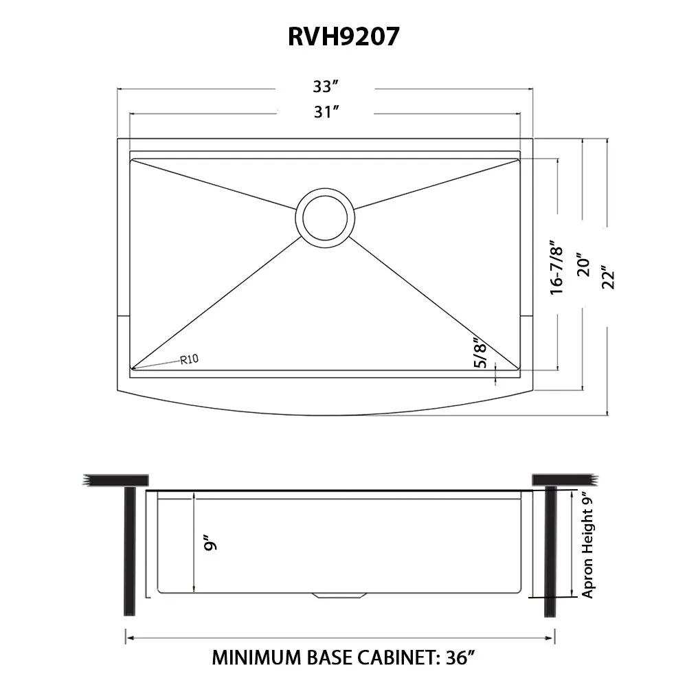 Ruvati 33-inch Matte Gold Workstation Apron-Front Brass Tone Stainless Steel Kitchen Sink – RVH9207GG