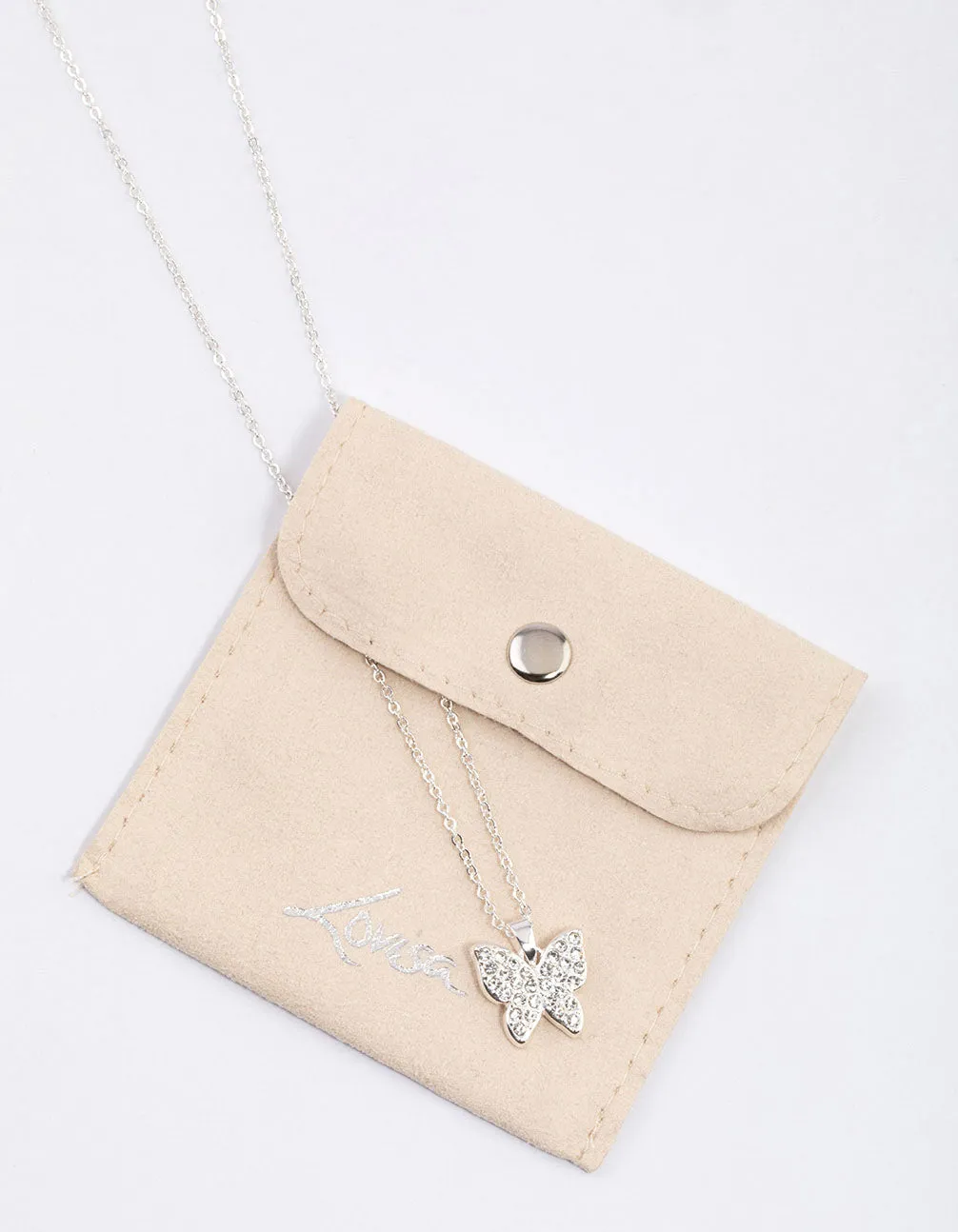 Silver Pave Butterfly Necklace & Polishing Set