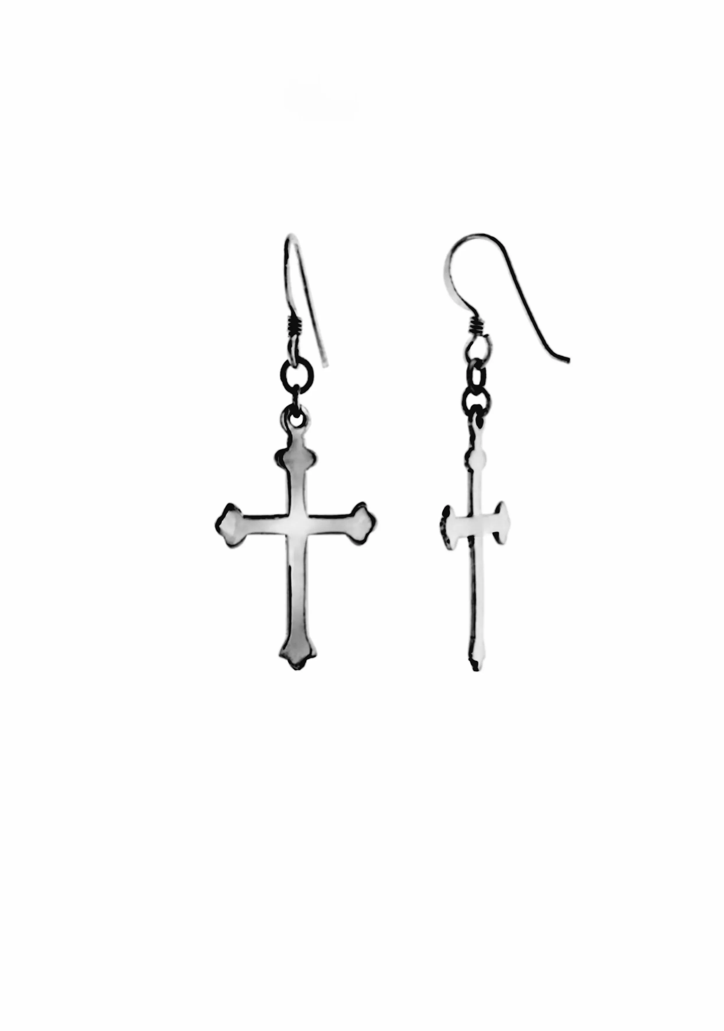 Stainless Steel Large Cross Hanging Earrings