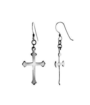 Stainless Steel Large Cross Hanging Earrings