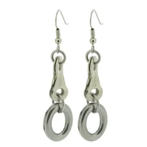 Stainless Steel Twisted Link & Hoop Earrings