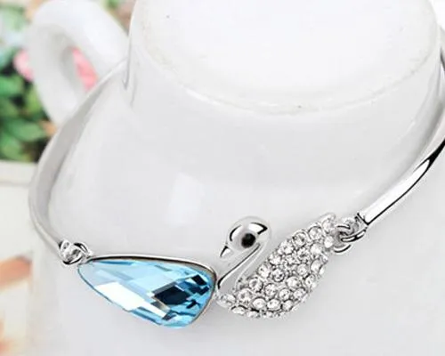 Swan Blue Crystal Bangle