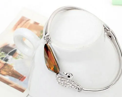 Swan Brown Crystal Bangle