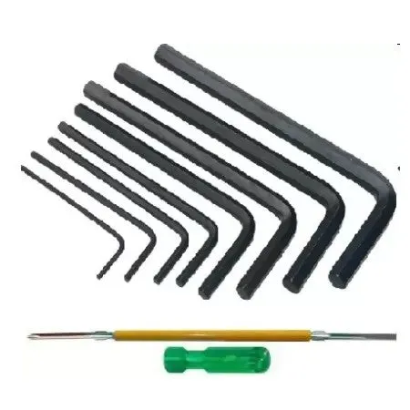 Toolkit Combo - 10 Pcs Allen Hex Key Wrench Set   2-in-1 Screwdriver (Philips and Slotted Head)