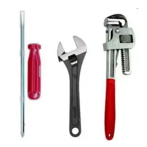 Toolkit Combo - Heavy Duty Pipe Wrench, 2-in-1 Screwdriver, and Adjustable Spanner