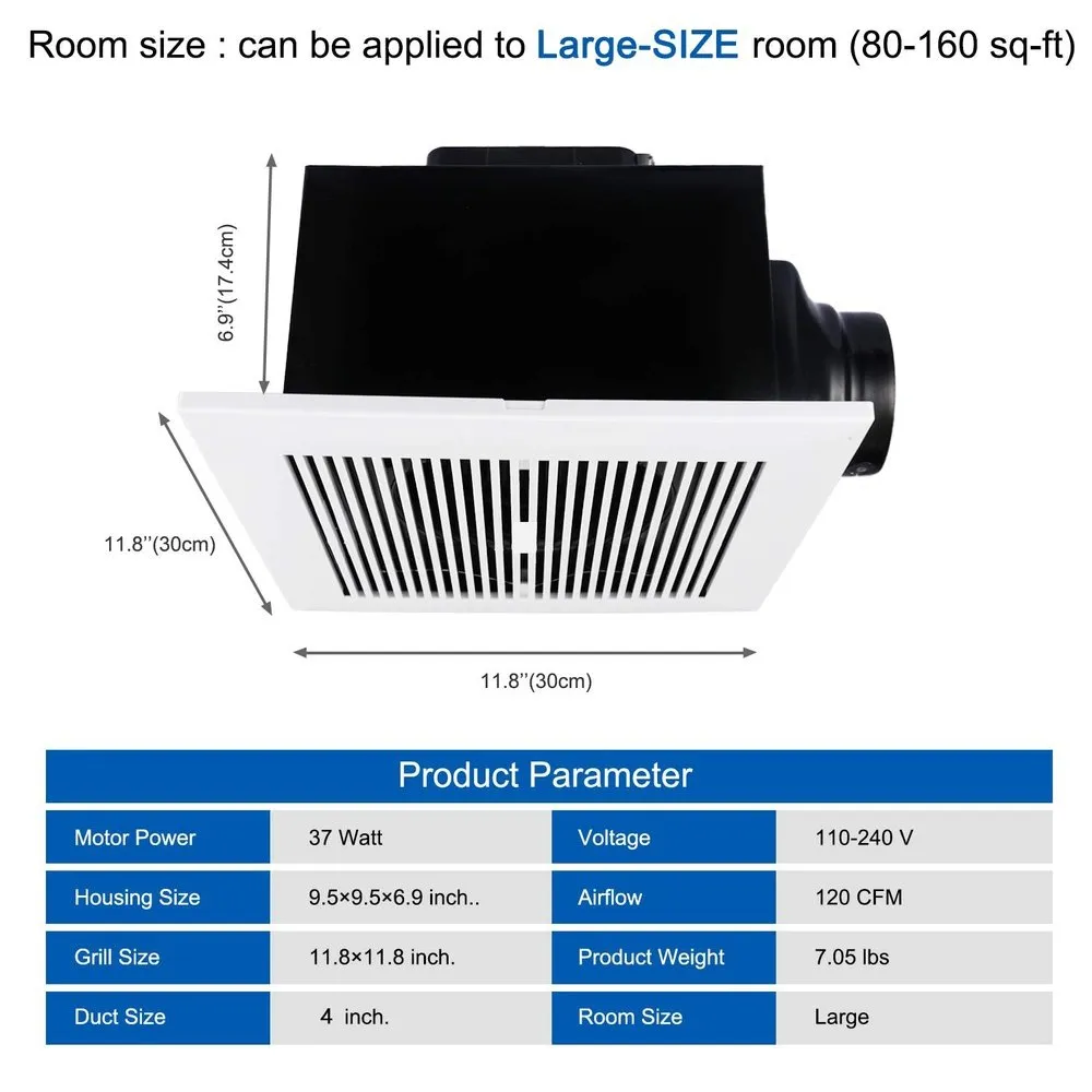 Ultra-Quiet Household HVAC Ventilation Fan