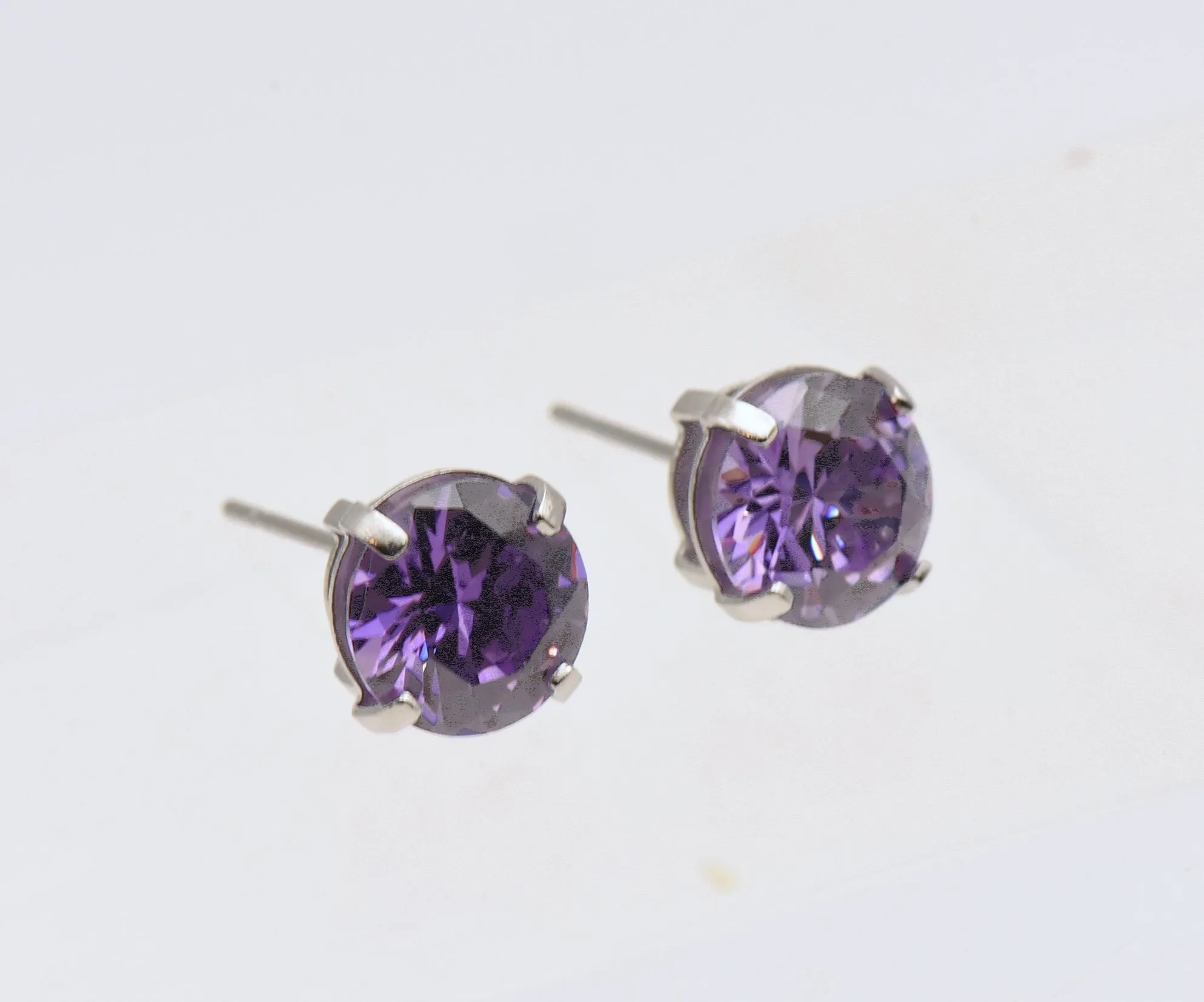 Vintage Imitation Amethyst Stud Earrings