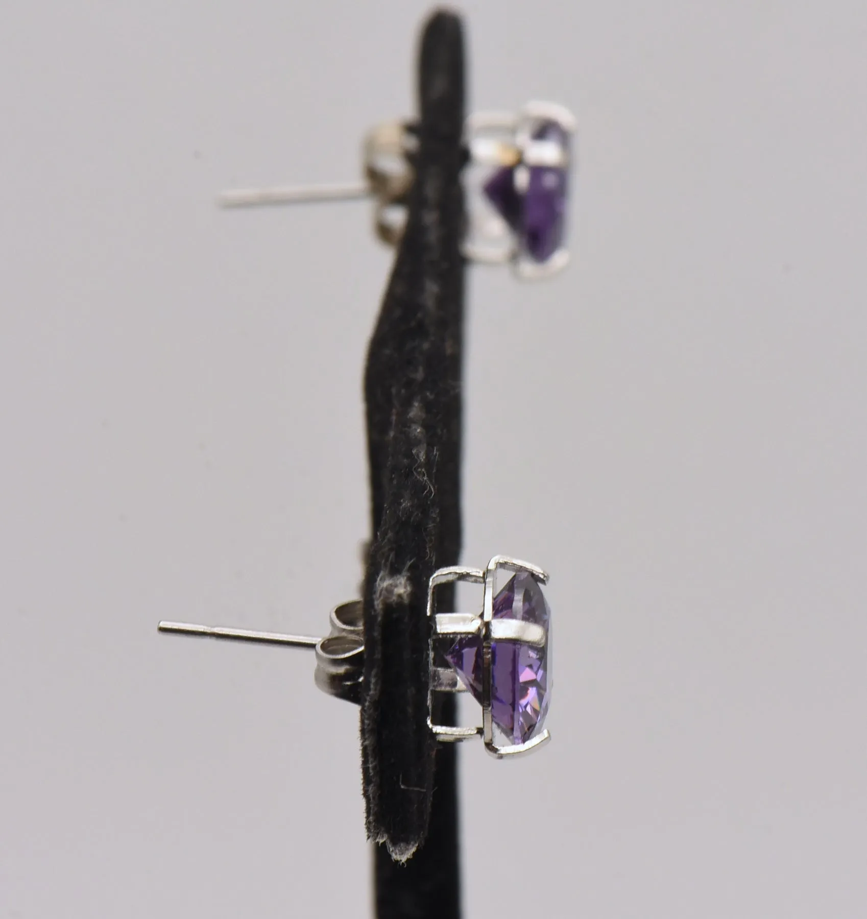 Vintage Imitation Amethyst Stud Earrings