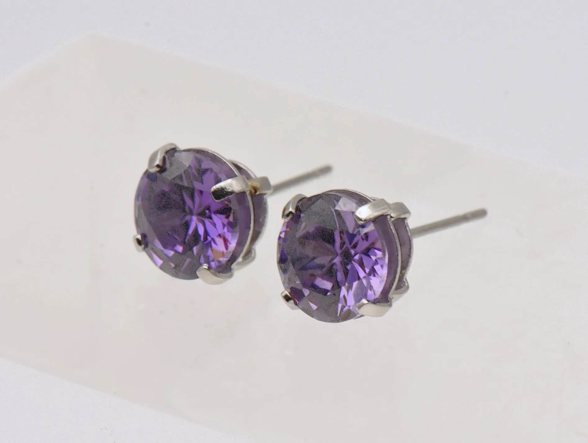 Vintage Imitation Amethyst Stud Earrings