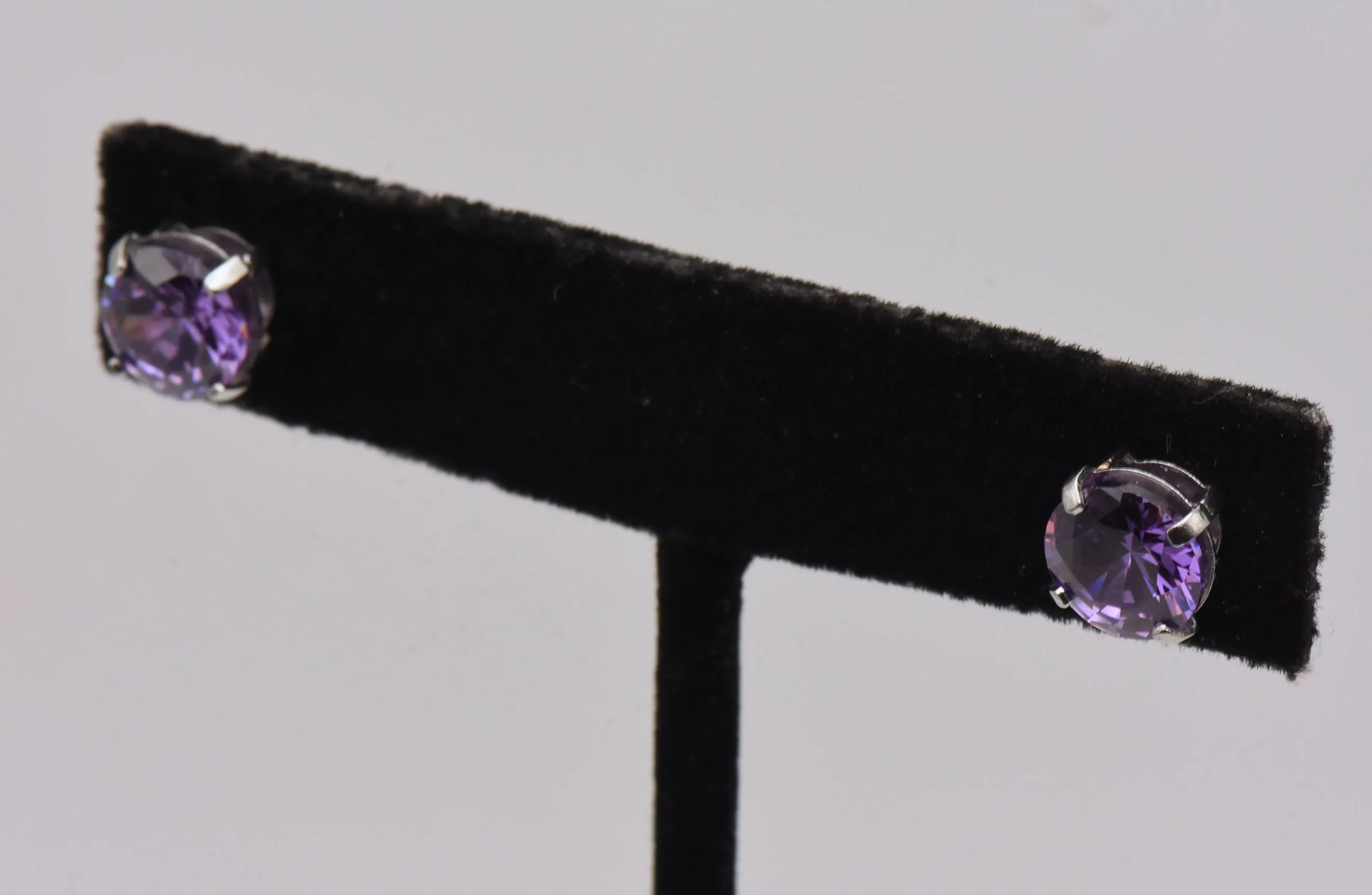 Vintage Imitation Amethyst Stud Earrings