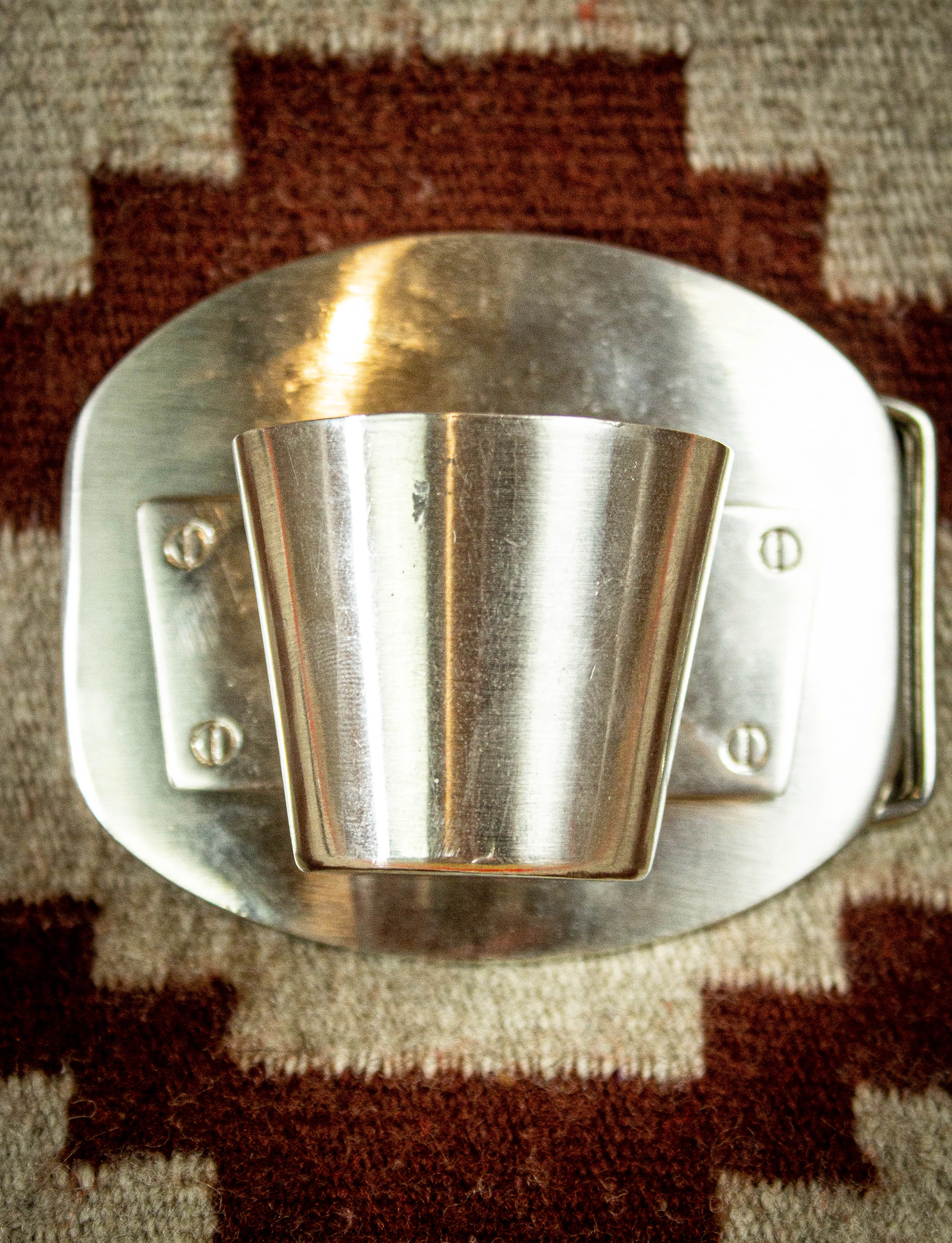 Vintage Stainless Steel Shot Glass Belt Buckle