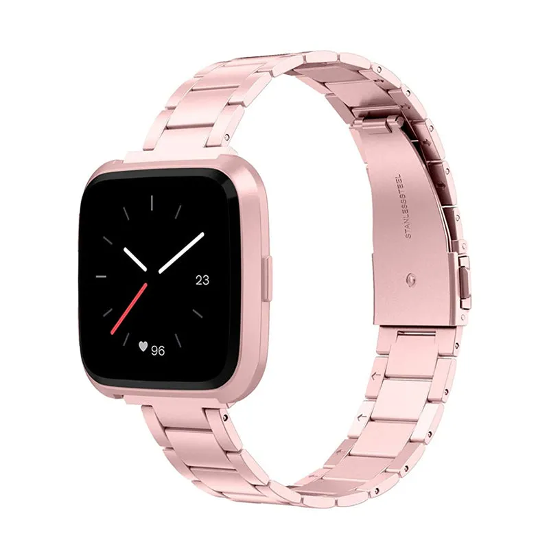 Wearlizer Stainless Steel Fitbit Versa/Versa 2 /Versa Lite/Versa SE Bands Women Men,Ultra-Thin Lightweight