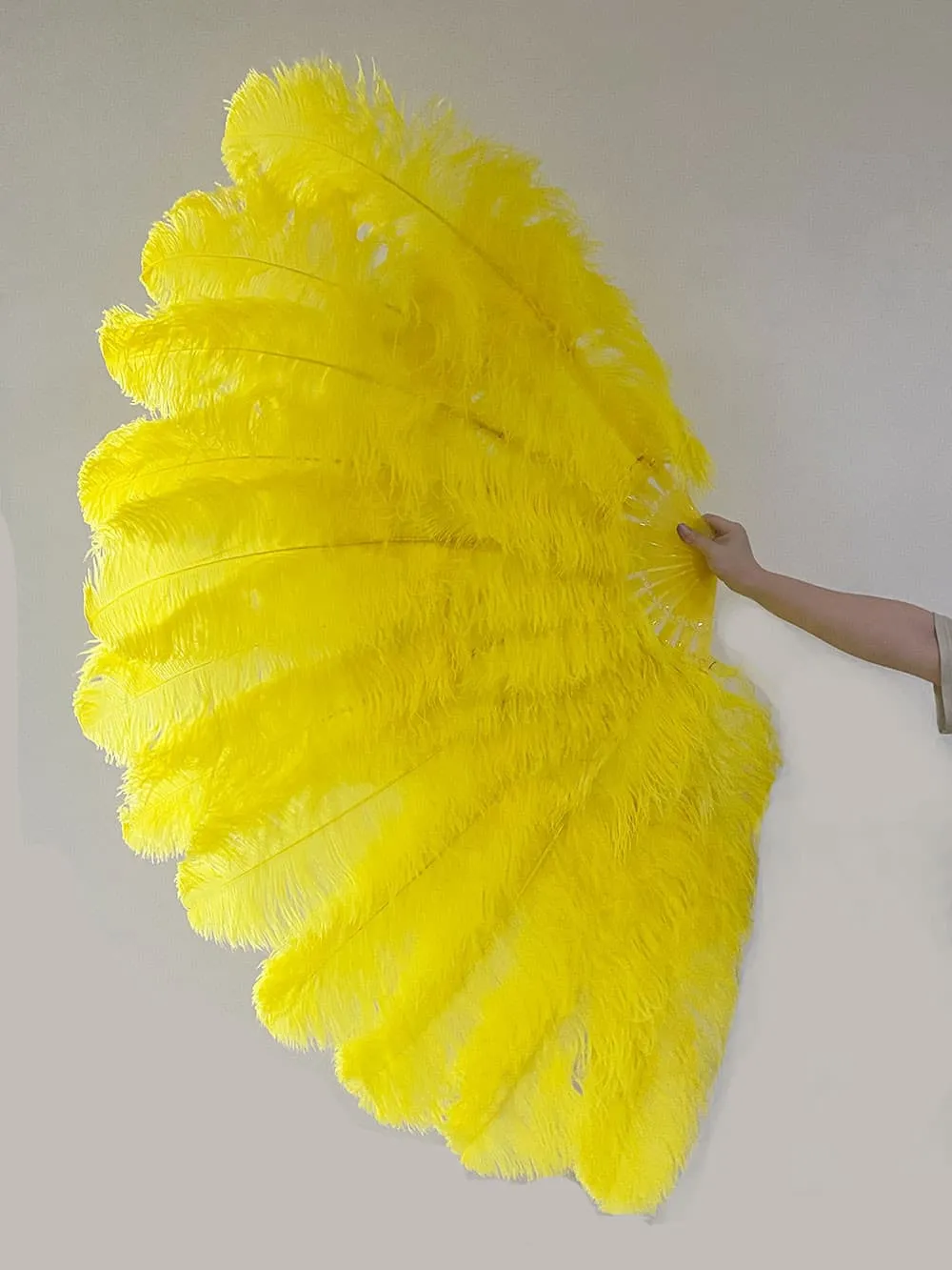 Yellow Advanced XL 2 Layers Ostrich Feather Fan 34"x 60"