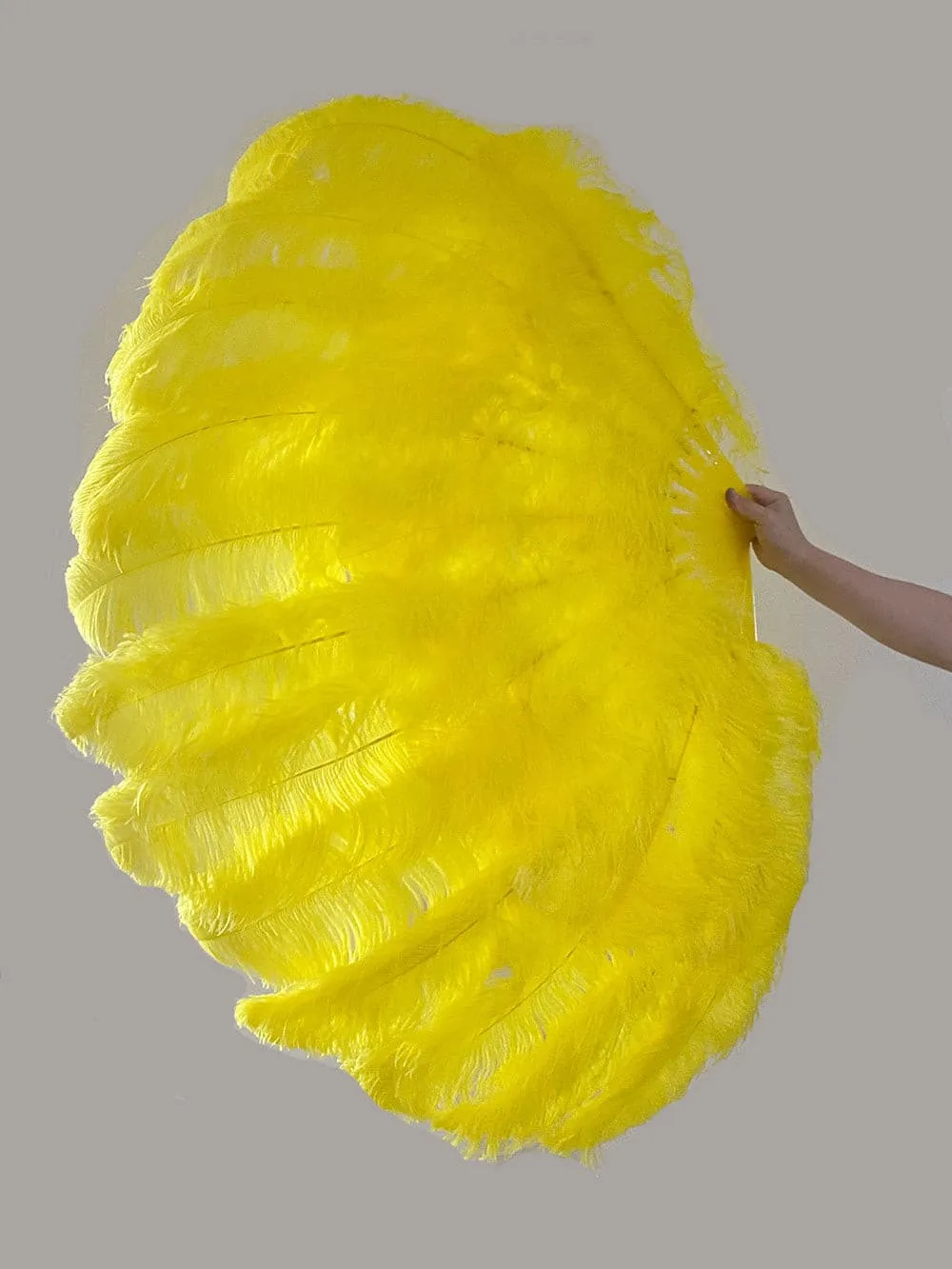 Yellow Advanced XL 2 Layers Ostrich Feather Fan 34"x 60"