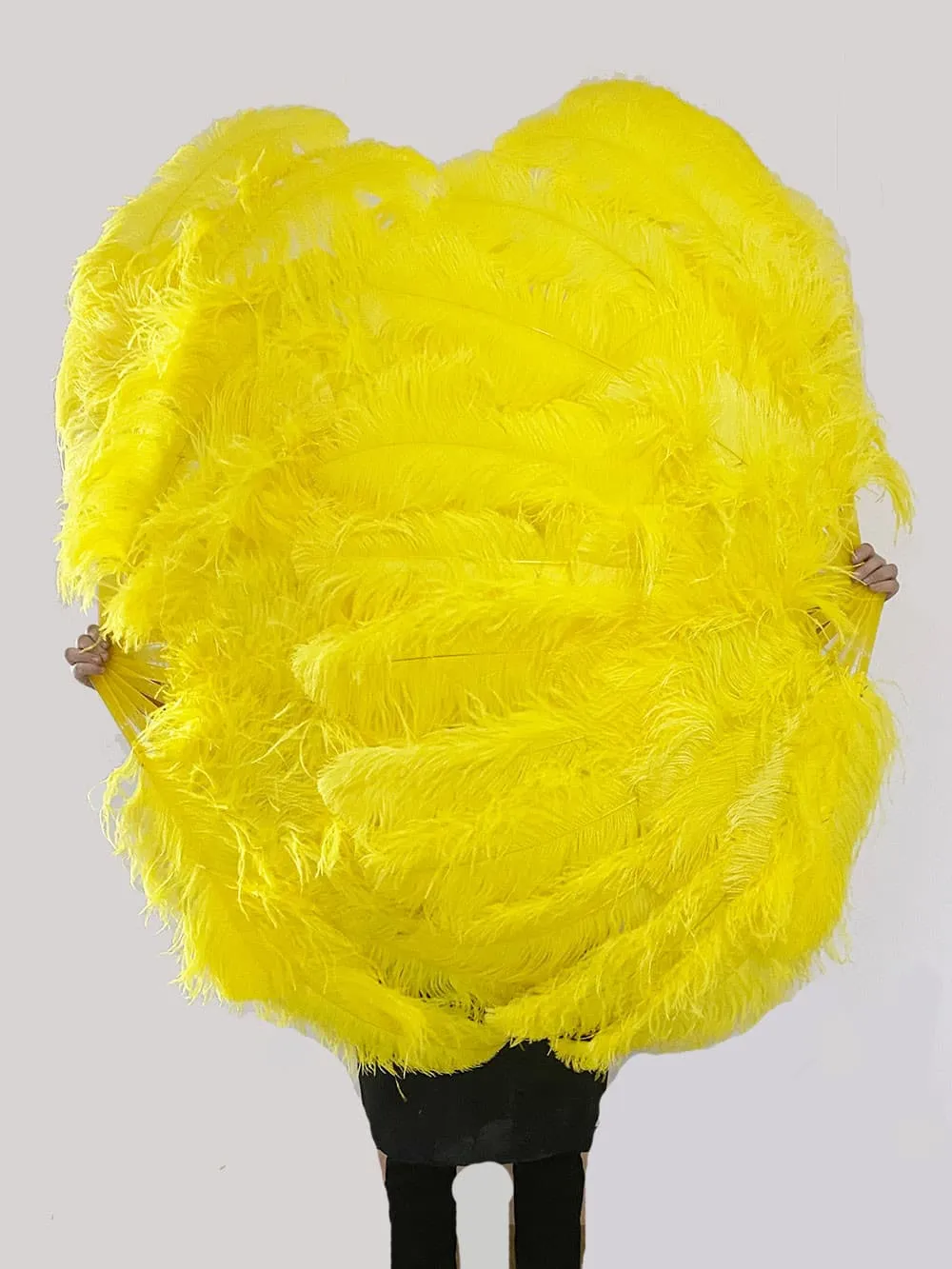 Yellow Advanced XL 2 Layers Ostrich Feather Fan 34"x 60"