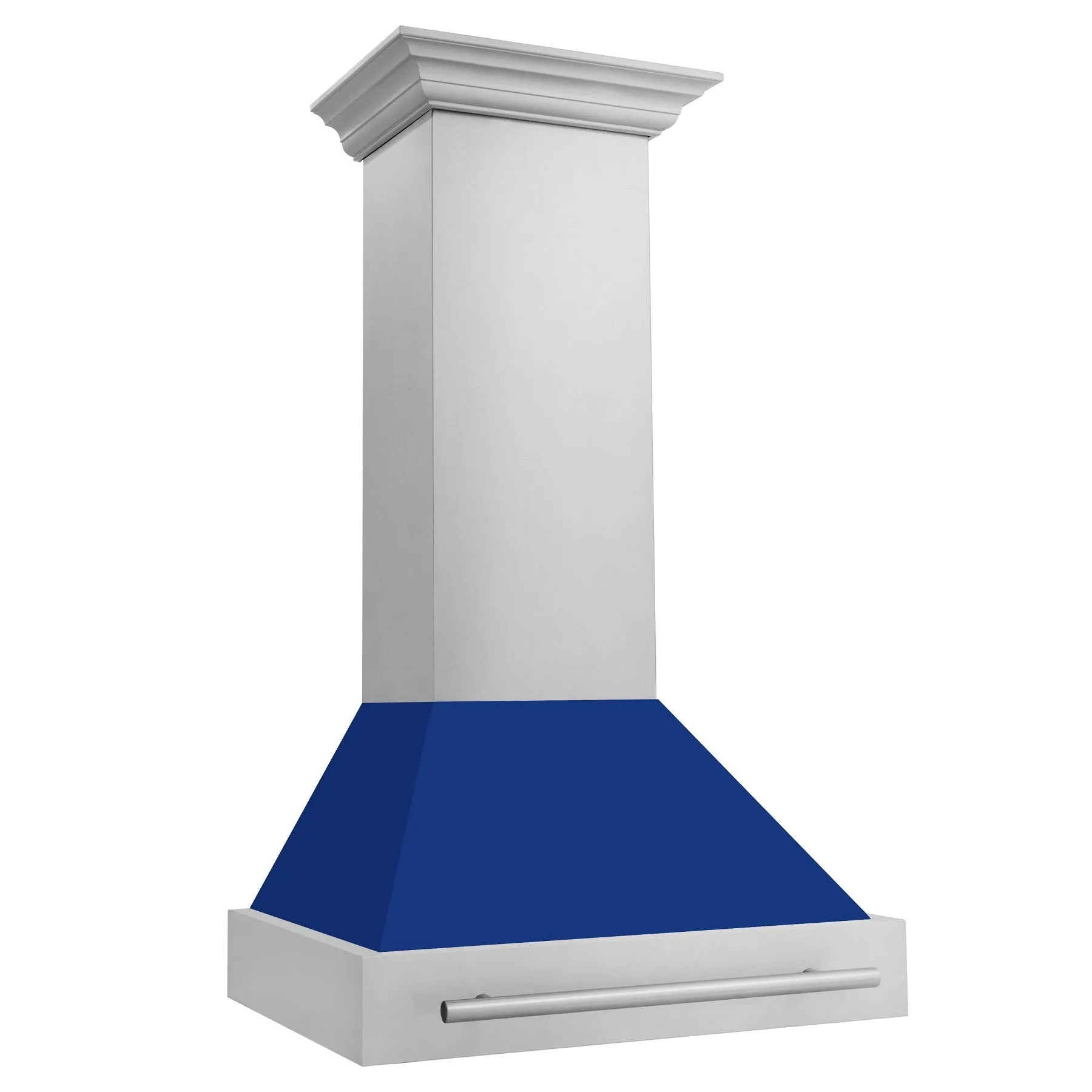 ZLINE 30" Stainless Steel Range Hood with Blue Gloss Shell and Stainless Steel Handle (8654STX-BG30)