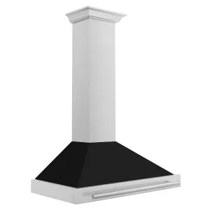 ZLINE 36" Stainless Steel Range Hood with Black Matte Shell and Stainless Steel Handle