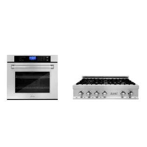 ZLINE Kitchen Package with 36" Stainless Steel Rangetop and 30" Single Wall Oven